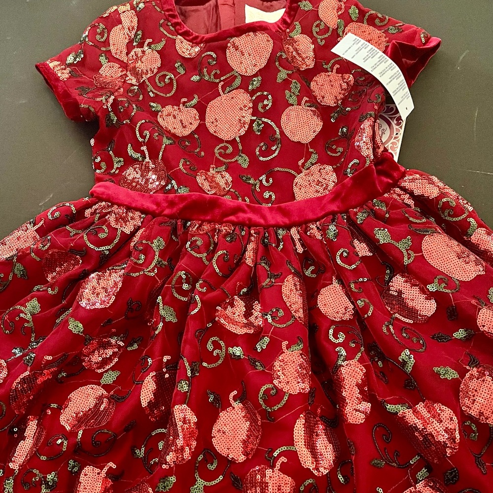 Disney Princess Snow White Sequin Apple Party Dress 9/10 BRAND NEW WITH TAGS